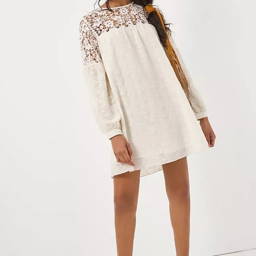 NWT Anthropologie Josephine Lace Tunic Dress $198 Crochet Cream Lace XS